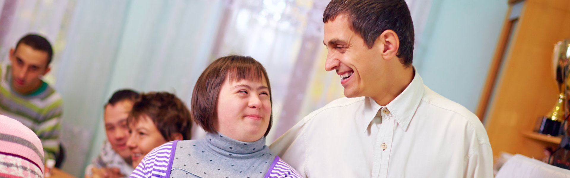 guy talking to a lady